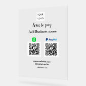 Paypal Cashapp Scan zur Zahlung von QR Name hinzuf Acrylschild (Winkel)