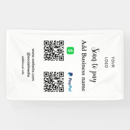 Paypal Cashapp Scan zur Zahlung von QR Name hinzuf Banner (Horizontal)