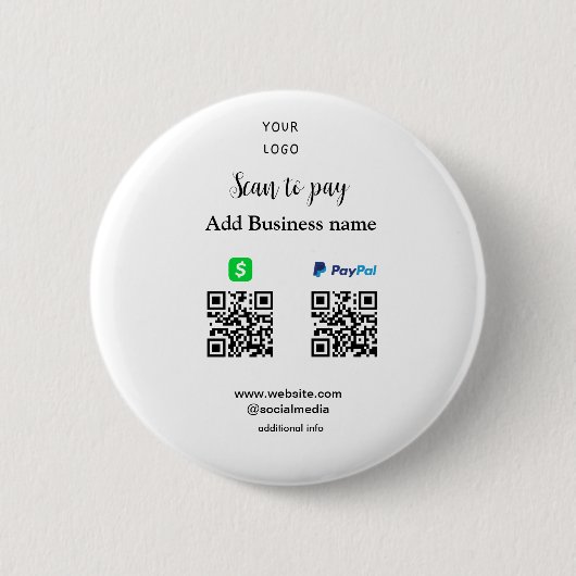 Paypal Cashapp Scan zur Zahlung von QR Name hinzuf Button (Vorderseite)