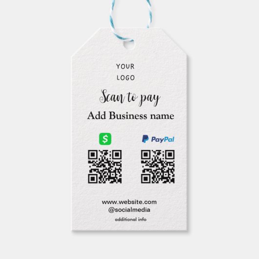 Paypal Cashapp Scan zur Zahlung von QR Name hinzuf Geschenkanhänger (Vorderseite)