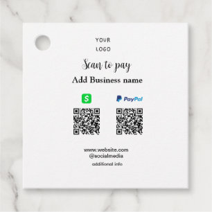 Paypal Cashapp Scan zur Zahlung von QR Name hinzuf Geschenkanhänger