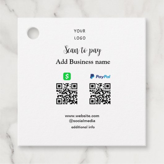 Paypal Cashapp Scan zur Zahlung von QR Name hinzuf Geschenkanhänger (Vorderseite)