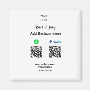 Paypal Cashapp Scan zur Zahlung von QR Name hinzuf Magnet