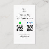 Paypal Cashapp Scan zur Zahlung von QR Name hinzuf Visitenkarte (Vorderseite)