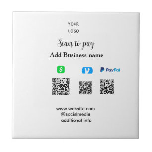 Paypal Cashapp Venmo-Scan zum Bezahlen QR-Geschäft Fliese