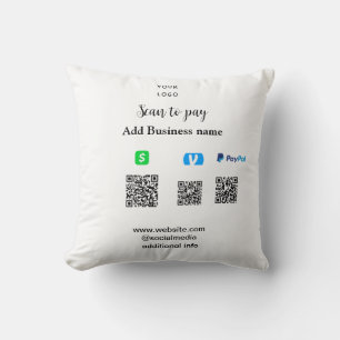 Paypal Cashapp Venmo-Scan zum Bezahlen QR-Geschäft Kissen