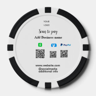 Paypal Cashapp Venmo-Scan zum Bezahlen QR-Geschäft Pokerchips