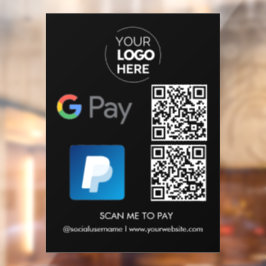 Paypal G Pay QR Code Zahlung | Scannen, um schwarz Fensteraufkleber