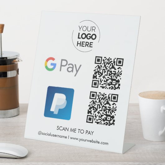 Paypal Google Pay QR Code Zahlung | Zur Bezahlung Sockelschild (In Situ)