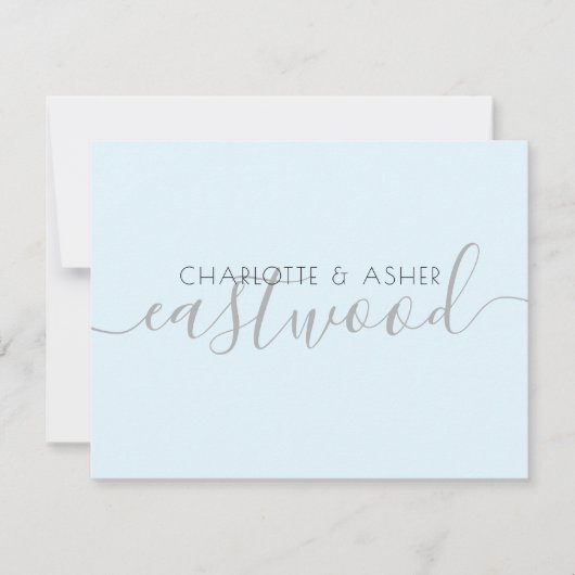 Paypal Name Pastel Blue Wedding Monogram Note Card Mitteilungskarte (Vorderseite)