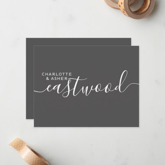 Paypal Name Wedding Monogram Black Note Card Mitteilungskarte (Vorderseite/Rückseite Beispiel)