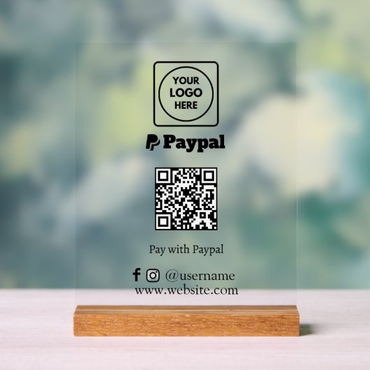 PayPal QR-Code | Benutzerdefiniertes Scan-to-Pay-L Acrylschild (Neutral)
