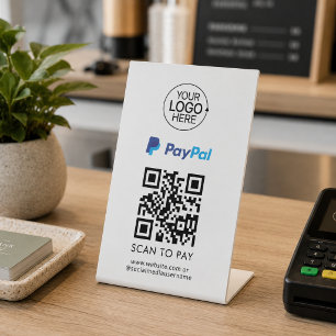 PayPal QR-Code kontaktlose Zahlung Logo hinzufügen Sockelschild