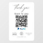 PayPal QR Code Logo Scan zu bezahlen Vielen Dank Fensteraufkleber (Blatt)