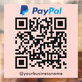 PayPal QR Code Payment Scan zu Push Blush Pink Fensteraufkleber