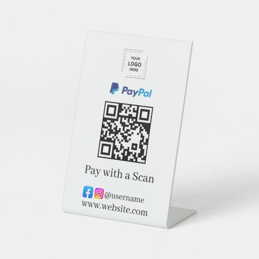 PayPal QR-Code-Scan-to-Pay-Unternehmensständer-Sch Sockelschild (Vorderseite)