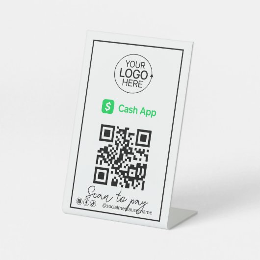 PayPal QR Code Zahlung Logo Script Social Media Sockelschild (Vorderseite)