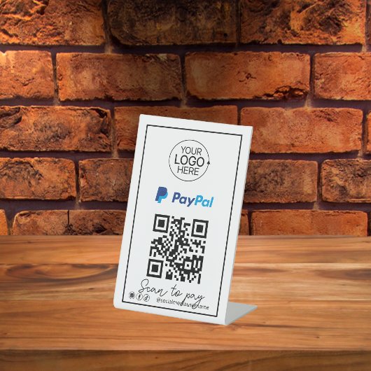 PayPal QR Code Zahlung Logo Script Social Media Sockelschild