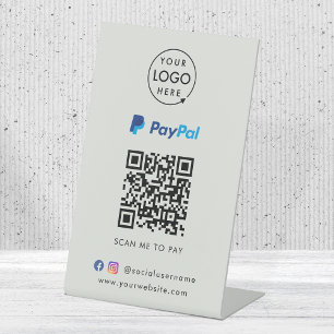 Paypal QR Code Zahlung Scan to Pay Business Gray Sockelschild