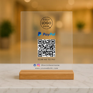 Paypal QR Code Zahlung   Scan to Pay Business Logo Acrylschild
