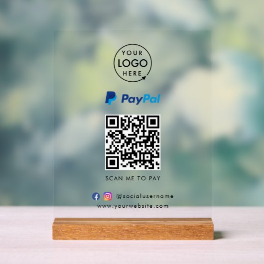 Paypal QR Code Zahlung | Scan to Pay Business Logo Acrylschild (Neutral)