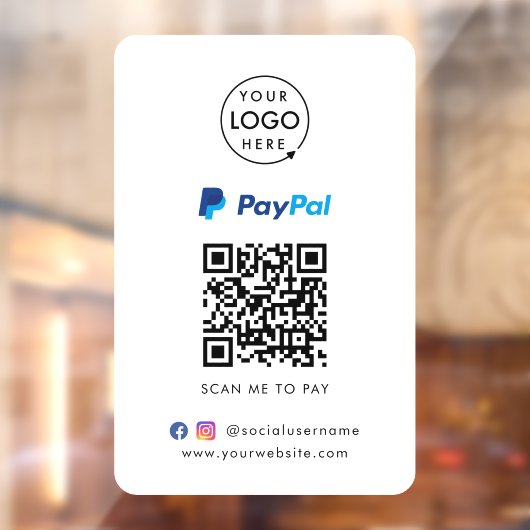 Paypal QR Code Zahlung | Scan to Pay Business Logo Fensteraufkleber (Blatt 2)