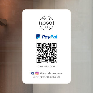 Paypal QR Code Zahlung   Scan to Pay Business Logo Fensteraufkleber