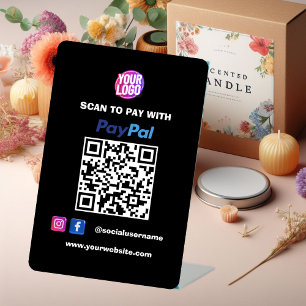 PayPal QR Code Zahlung   Scan to Pay Business Logo Sockelschild