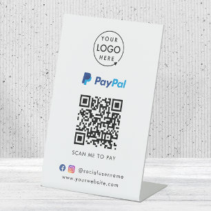 Paypal QR Code Zahlung Scan to Pay Business Logo Sockelschild