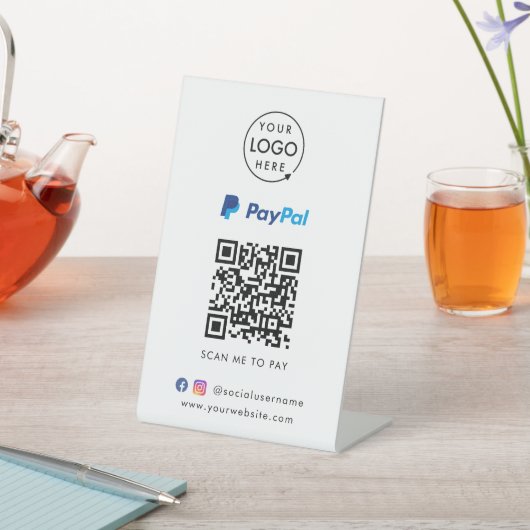 Paypal QR Code Zahlung | Scan to Pay Business Logo Sockelschild (In SItu)