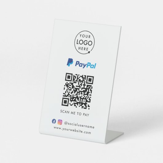 Paypal QR Code Zahlung | Scan to Pay Business Logo Sockelschild (Vorderseite)