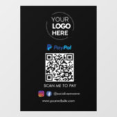 Paypal QR Code Zahlung | Scannen, um schwarz zu be Fensteraufkleber (Blatt)