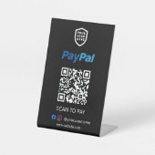 Paypal QR Code Zahlung | Schwarzer Scan zu bezahle Sockelschild (Vorderseite)