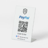 Paypal QR Code Zahlung | Weißer Scan zu bezahlen Sockelschild (Vorderseite)