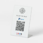 PayPal Scan To Pay Geschäft-Logo Qr Code Tischaufs Sockelschild (Vorderseite)