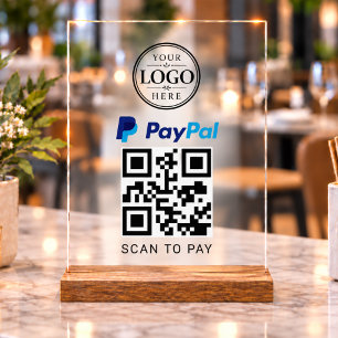 Paypal Scan to Pay Tischdisplay Acrylschild