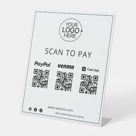 PayPal Venmo Cash App Black Icons Mobile Payment Sockelschild (Vorderseite)