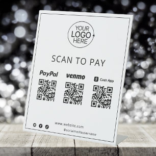 PayPal Venmo Cash App Black Icons Mobile Payment Sockelschild