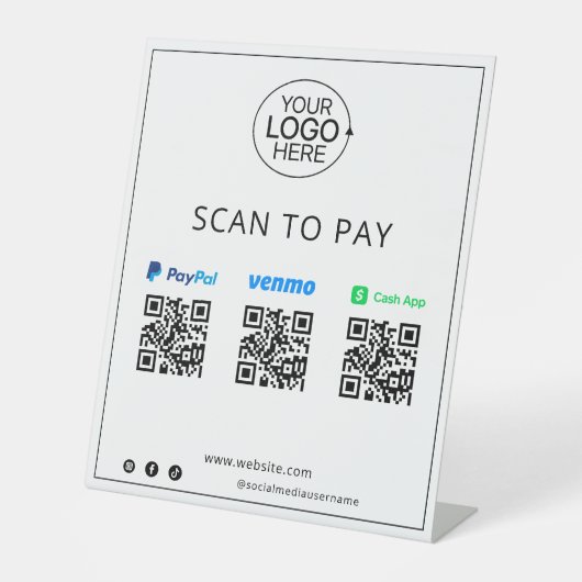 PayPal Venmo Cash App kontaktlose Mobile Payment Sockelschild (Vorderseite)