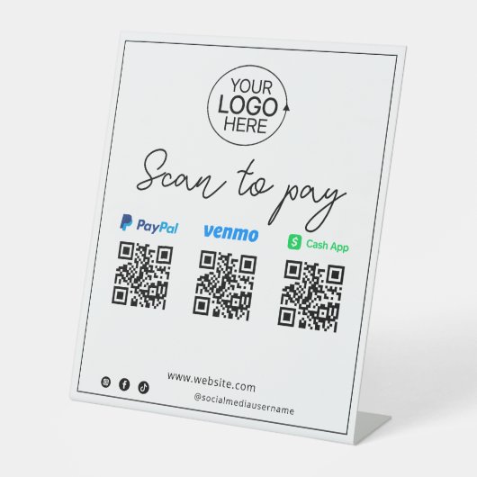 PayPal Venmo Cash App Mobile Payment Script Sockelschild (Vorderseite)