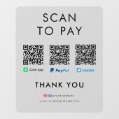 Paypal Venmo Cash App Scan zur Bezahlung QR Code g Fensteraufkleber (Blatt)