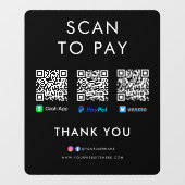 Paypal Venmo Cash App scannt, um QR-Code schwarz z Fensteraufkleber (Blatt)