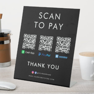 Paypal Venmo Cash App scannt, um QR-Code schwarz z Sockelschild