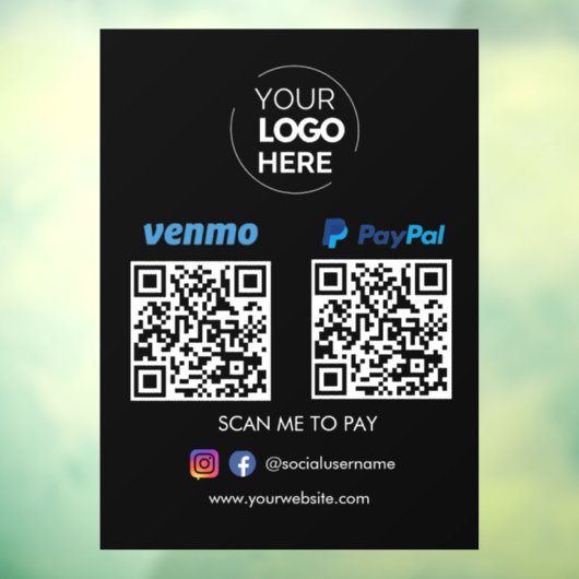Paypal Venmo QR Code Zahlung | Scannen, um schwarz Fensteraufkleber (Blatt 3)