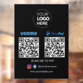 Paypal Venmo QR Code Zahlung | Scannen, um schwarz Fensteraufkleber (Blatt 2)