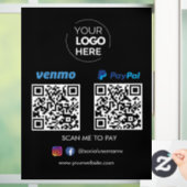 Paypal Venmo QR Code Zahlung | Scannen, um schwarz Fensteraufkleber (Zuhause)