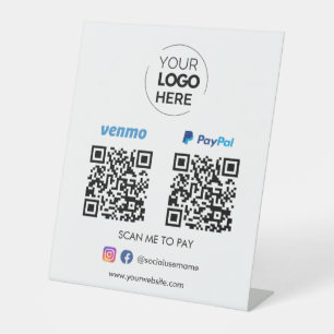 Paypal Venmo QR Code Zahlung Zur Bezahlung scann Sockelschild