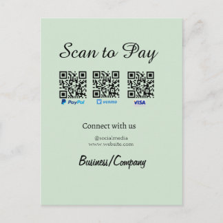 paypal venmo visa card scan to pay QR social media Postkarte