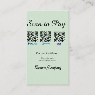 paypal venmo visa card scan to pay QR social media Visitenkarte