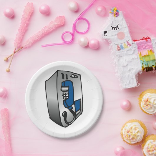 Payphone Blue Telefon Pappteller (Party)